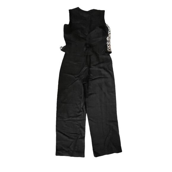 Vintage 1990s Newport News Jumpsuit Linen Blend Bohemian Black 8 Petite EUC - Picture 3 of 12